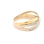 Anillo Cruzado Calado De Dos Oros 18K Con 27 Diamantes Naturales