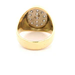 Anillo Sello Ovalado De Dos Oros 18K Con 13 Diamantes Naturales