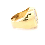 Anillo Sello Ovalado De Dos Oros 18K Con 13 Diamantes Naturales