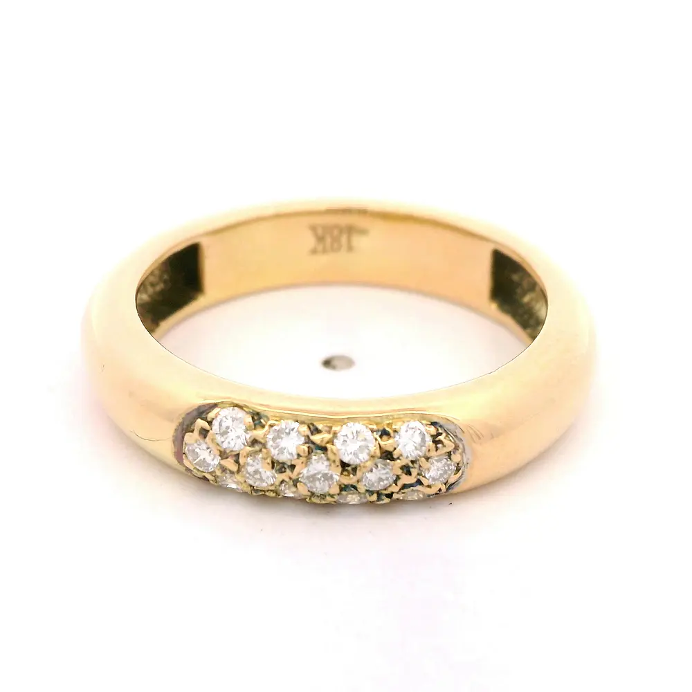 Anillo Cintillo De Oro 18K Con 13 Diamantes Naturales