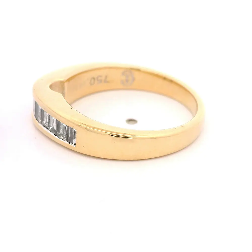 Anillo Cintillo De Oro 18K Con 12 Diamantes Baguette