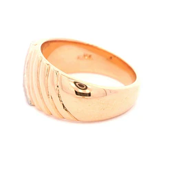 Anillo Bombé De Dos Oros 18K Con 3 Diamantes