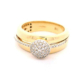 Anillo Semibombé Calado De Oro 18K Con 58 Diamantes