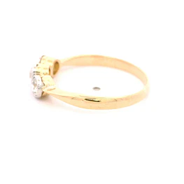 Anillo Cintillo De Dos Oros 18K Con 3 Diamantes Corte Antiguo