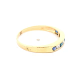 Anillo Cintillo De Oro 18K Con Diamantes Naturales y Piedras Azules