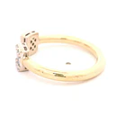Anillo Rectangular Calado De Oro 14K Con 18 Diamantes Naturales