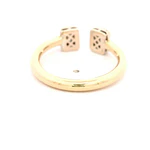 Anillo Rectangular Calado De Oro 14K Con 18 Diamantes Naturales