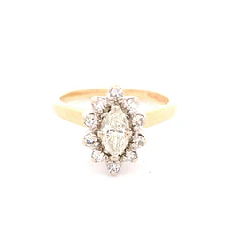 Anillo Lady Di De Oro 14K Con 11 Diamantes