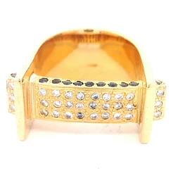 Anillo Tope De Oro 18K Con Diamantes y Piedras Azules