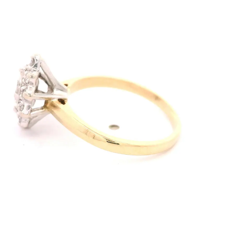 Anillo Lady Di De Oro 14K Con 11 Diamantes