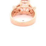 Anillo Calado De Oro Rosado 14K Con Diamantes y Piedra Rosada