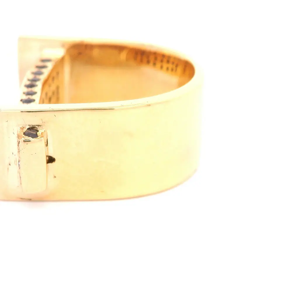 Anillo Tope De Oro 18K Con Diamantes y Piedras Azules