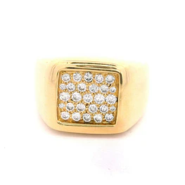 Anillo Cuadrado De Oro 18K Con 27 Diamantes Naturales