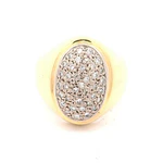 Anillo Sello Ovalado De Dos Oros 18K Con 37 Diamantes