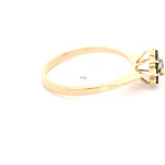 Anillo Flor De Oro 18K Con Diamante y Piedras Azules