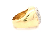 Anillo Sello Ovalado De Dos Oros 18K Con 37 Diamantes