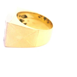 Anillo Sello De Dos Oros 18K Con Diamantes y Piedras Azules
