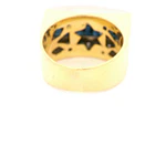 Anillo Sello De Dos Oros 18K Con Diamantes y Piedras Azules