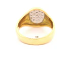 Anillo Sello De Oro 18K Con 19 Diamantes Redondos