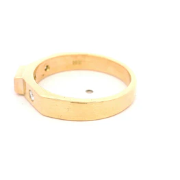Anillo Tresillo De Oro 18K Con Diamantes y Piedra Azul