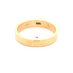 Anillo Tresillo De Oro 18K Con Diamantes y Piedra Azul