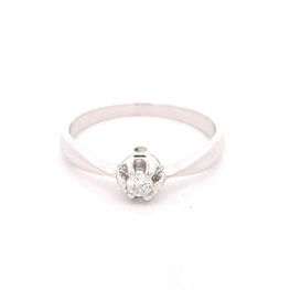 Anillo Solitario De Oro Blanco 18K Con Diamante Natural