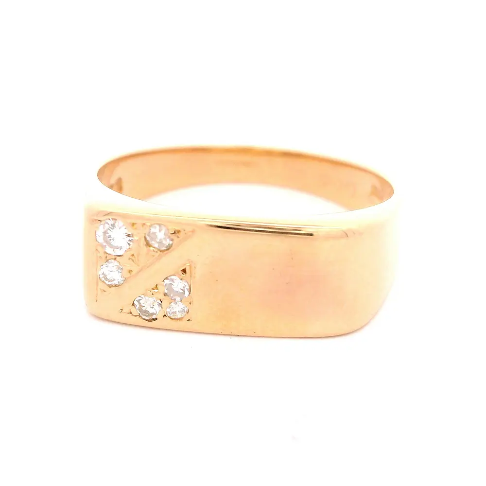 Anillo Tope De Oro 18K Con 6 Diamantes Naturales
