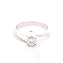 Anillo Solitario Espiral De Oro Blanco 18K Con Diamante