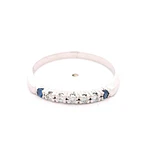 Anillo Cintillo De Oro Blanco 18K Con Diamantes Naturales y Piedras Azules