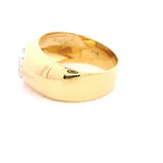 Anillo Sello Ovalado De Dos Oros 18K Con 14 Diamantes Naturales
