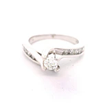 Anillo Solitario Cintillo De Oro Blanco 14K Con 11 Diamantes