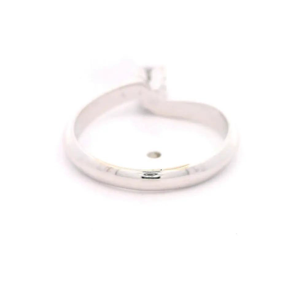 Anillo Solitario Espiral De Oro Blanco 18K Con Diamante