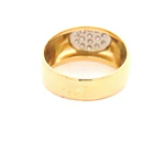 Anillo Sello Ovalado De Dos Oros 18K Con 14 Diamantes Naturales