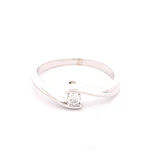 Anillo Solitario Cruzado De Oro Blanco 18K Con Diamante Natural