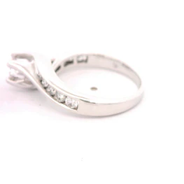 Anillo Solitario Cintillo De Oro Blanco 14K Con 11 Diamantes