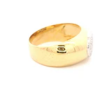 Anillo Sello Ovalado De Dos Oros 18K Con 14 Diamantes Naturales