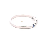 Anillo Cintillo De Oro Blanco 18K Con Diamantes Naturales y Piedras Azules