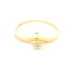 Anillo Curvo De Dos Oros 18K Con Diamante