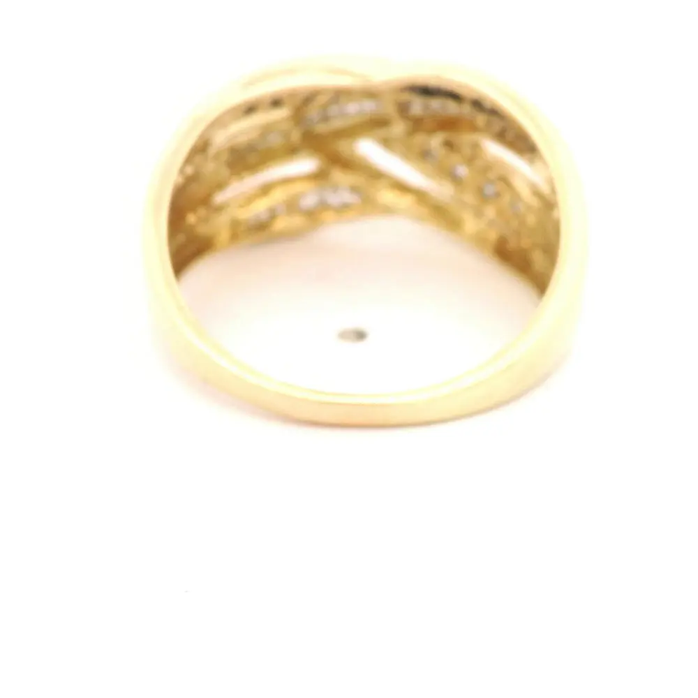 Anillo Calado Entrelazado De Oro 10K Con 42 Diamantes