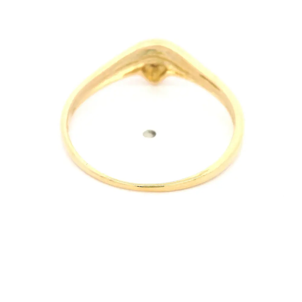 Anillo Curvo De Dos Oros 18K Con Diamante