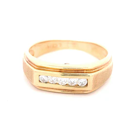 Anillo Cintillo De Oro 10K Con 5 Diamantes