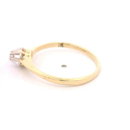 Anillo Solitario Flor De Dos Oros 14K Con Diamante Natural