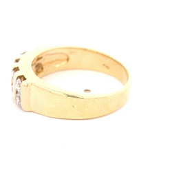 Anillo Doble Cintillo De Oro 14K Con 10 Diamantes