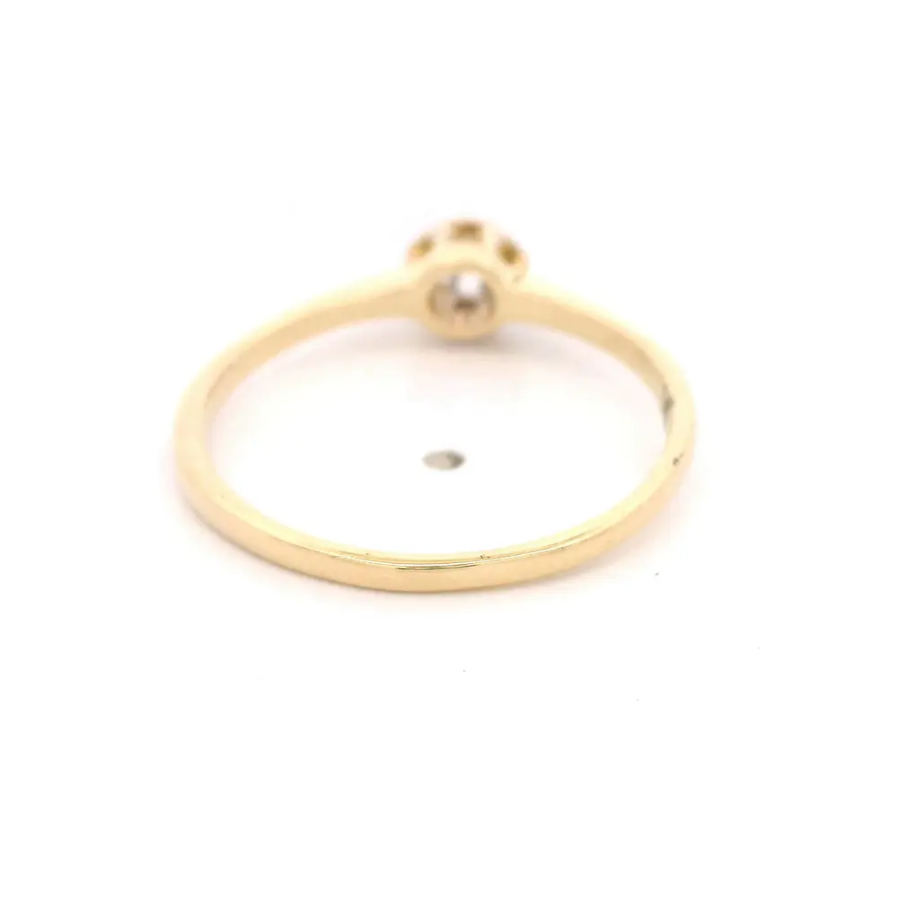 Anillo Solitario Flor De Dos Oros 14K Con Diamante Natural