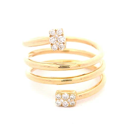Anillo Espiral De Oro 14K Con 12 Diamantes Redondos