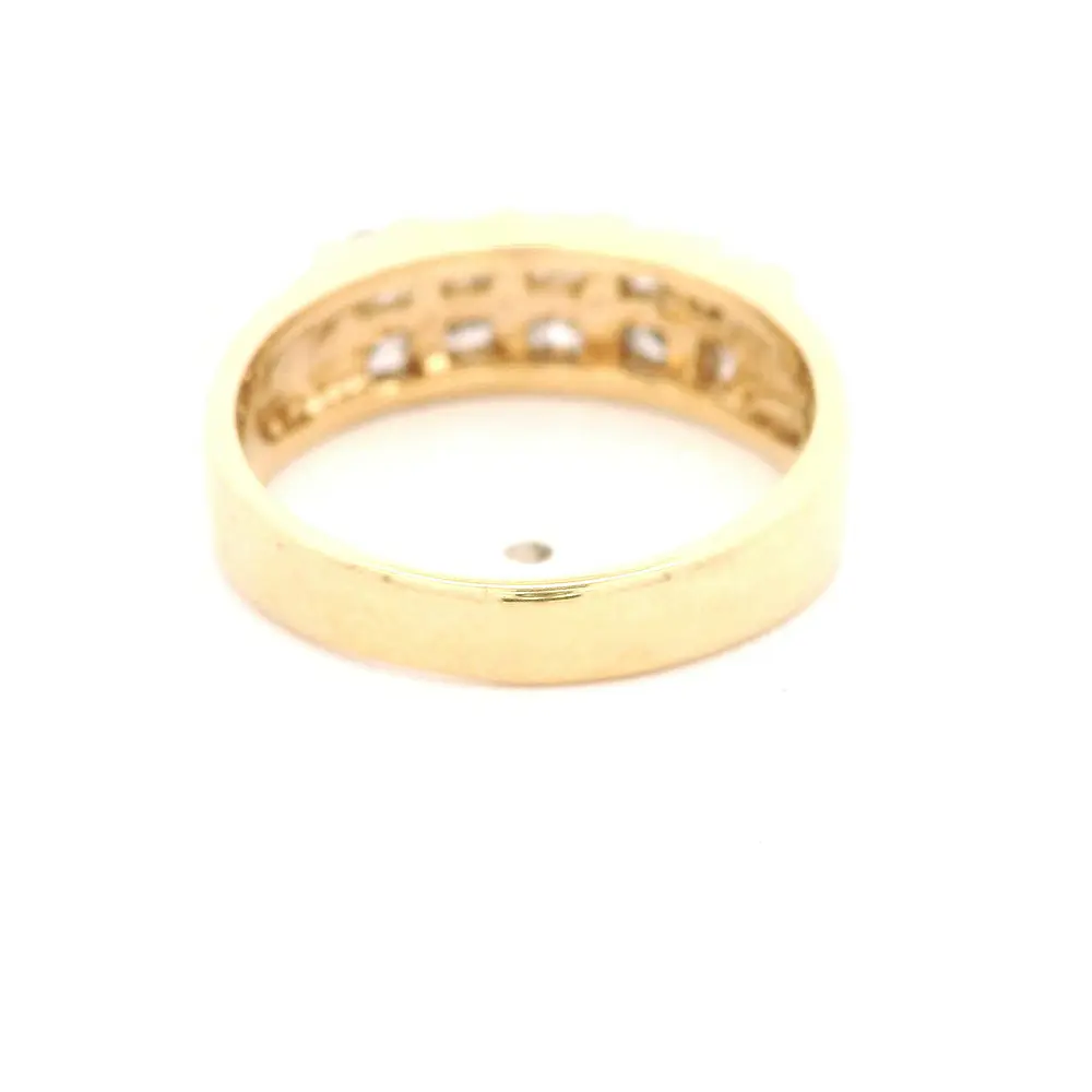 Anillo Doble Cintillo De Oro 14K Con 10 Diamantes