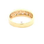 Anillo Doble Cintillo De Oro 14K Con 10 Diamantes