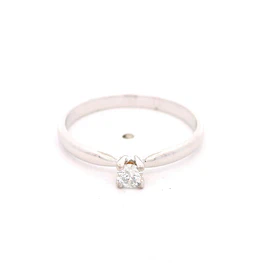Anillo Solitario De Oro Blanco 18K Con Diamante