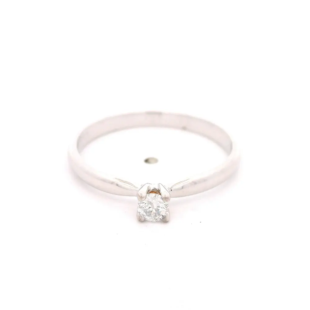 Anillo Solitario De Oro Blanco 18K Con Diamante
