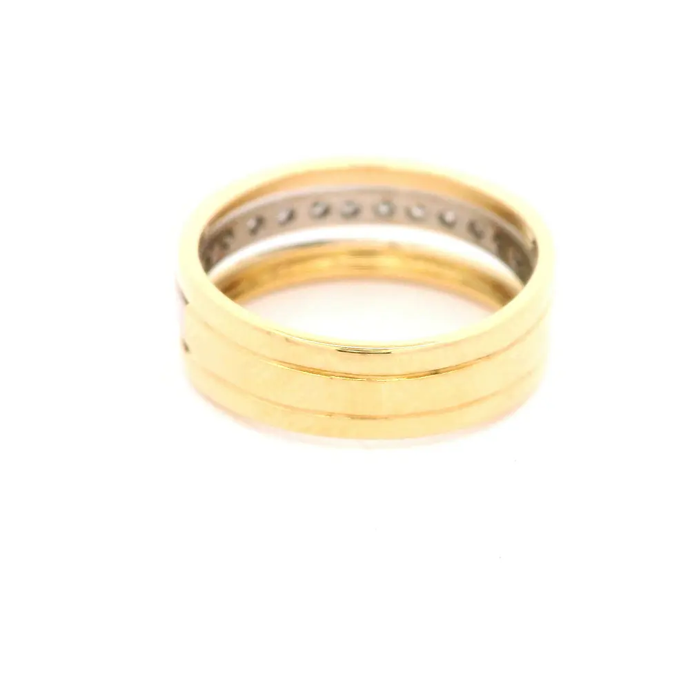Anillo Cintillo Calado De Dos Oros 18K Con 13 Diamantes Naturales